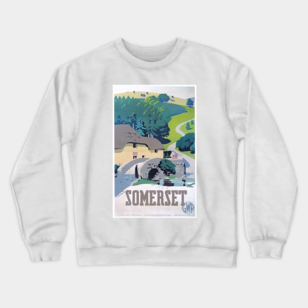 Somerset - GWR - Vintage Railway Travel Poster - 1936 Crewneck Sweatshirt by BASlade93